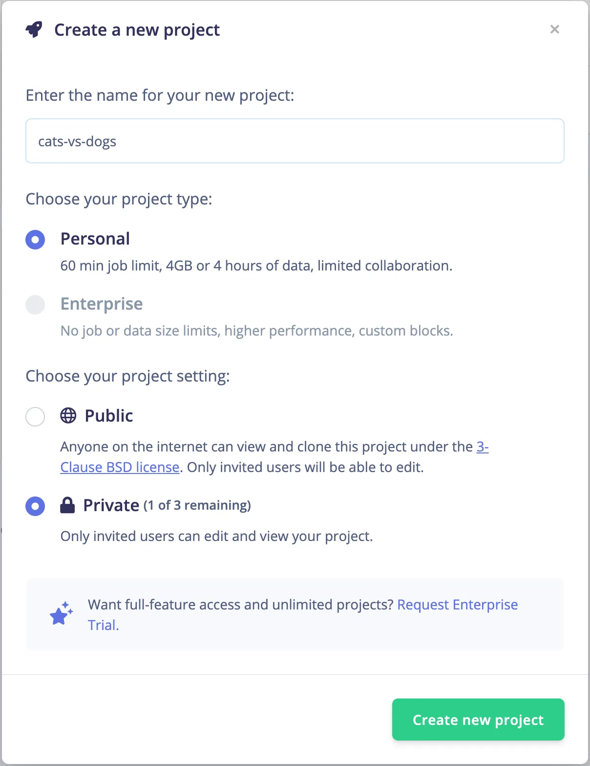 Create project